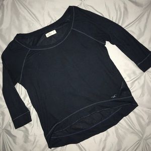 Hollister three quarter sleeve black top!